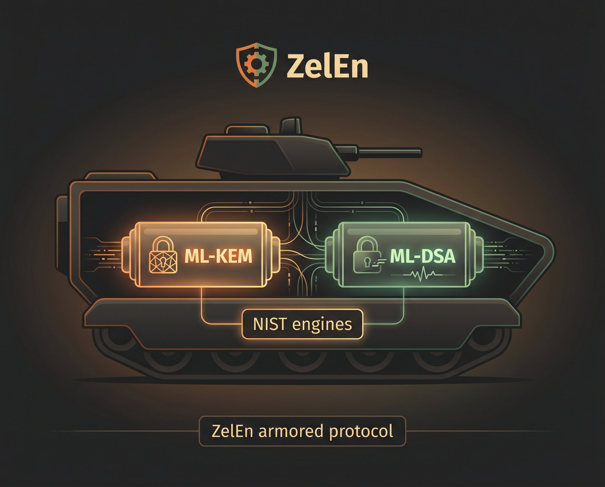 ZelEn armored protocol powered by ML-KEM and ML-DSA NIST engines