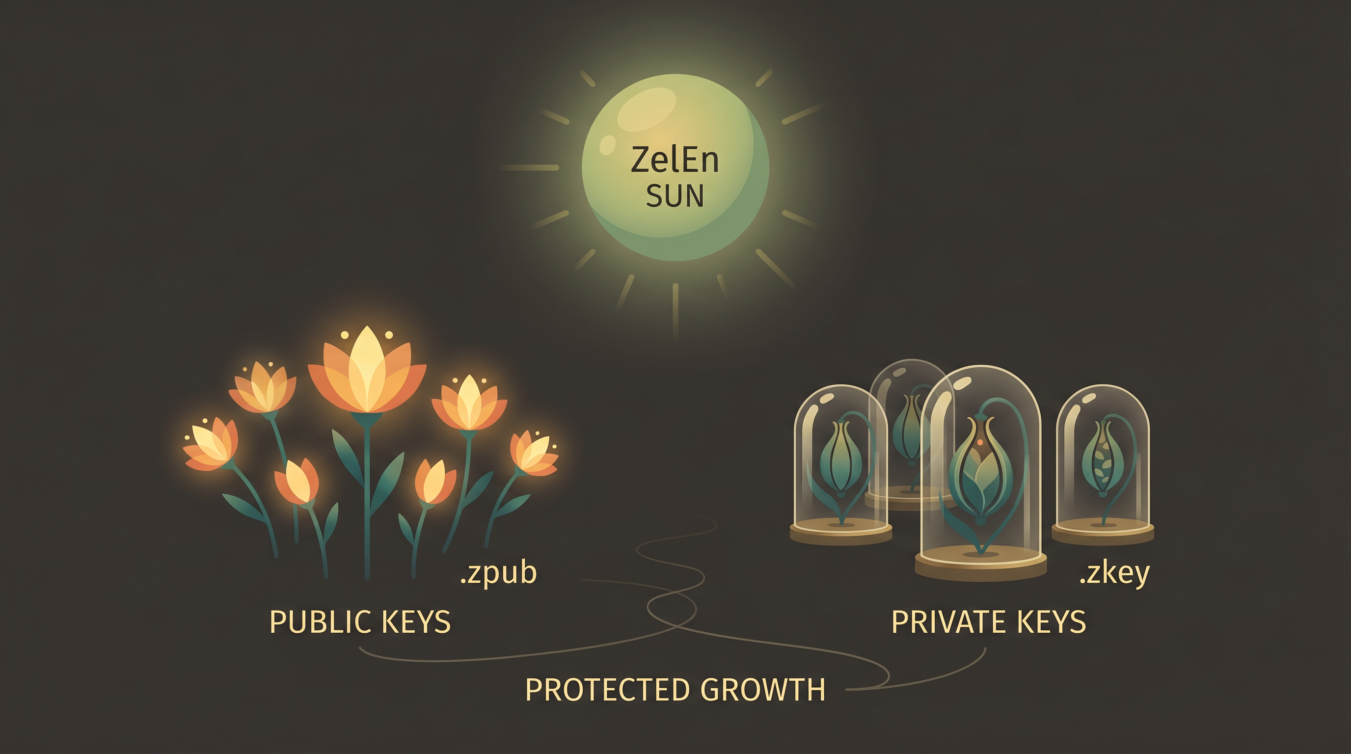 ZelEn lifecycle from key generation through encryption, signing, verification, decryption, and tamper test